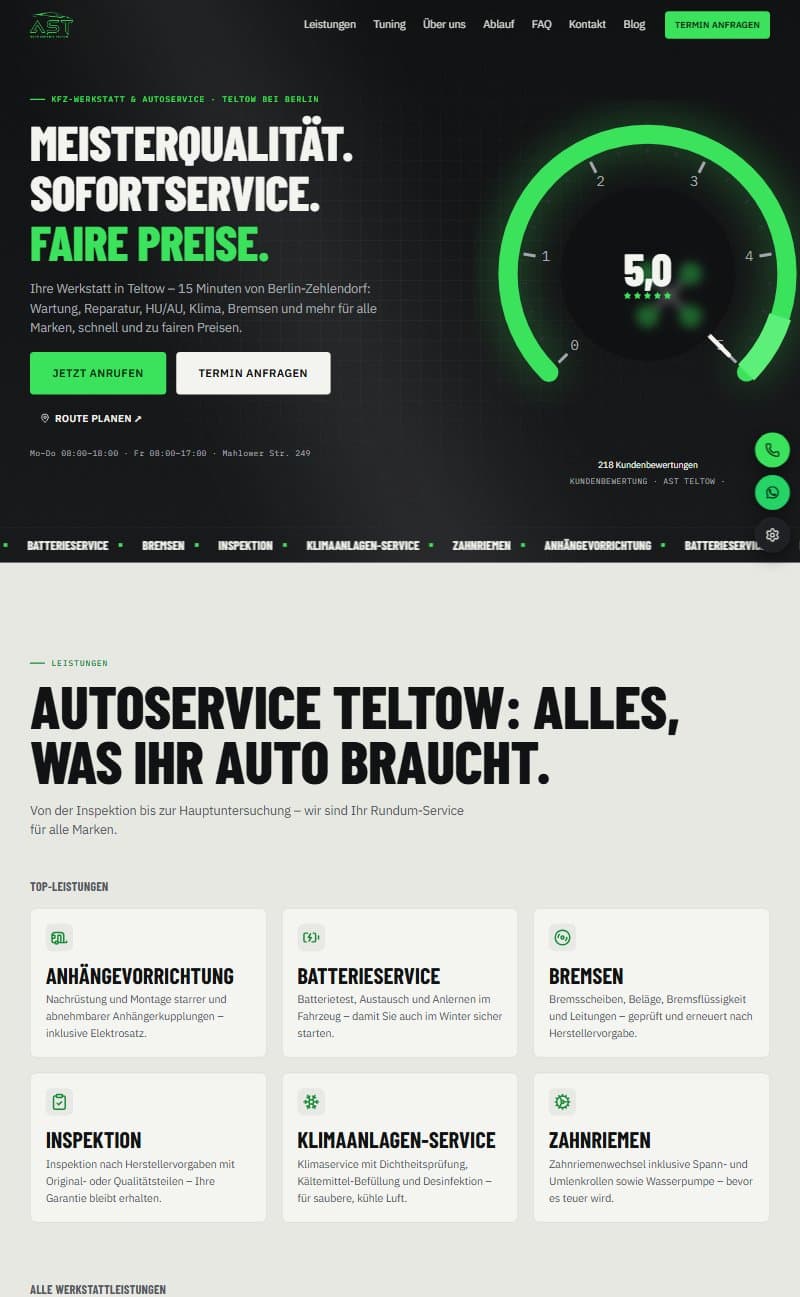 Screenshot of the ast-teltow.com website