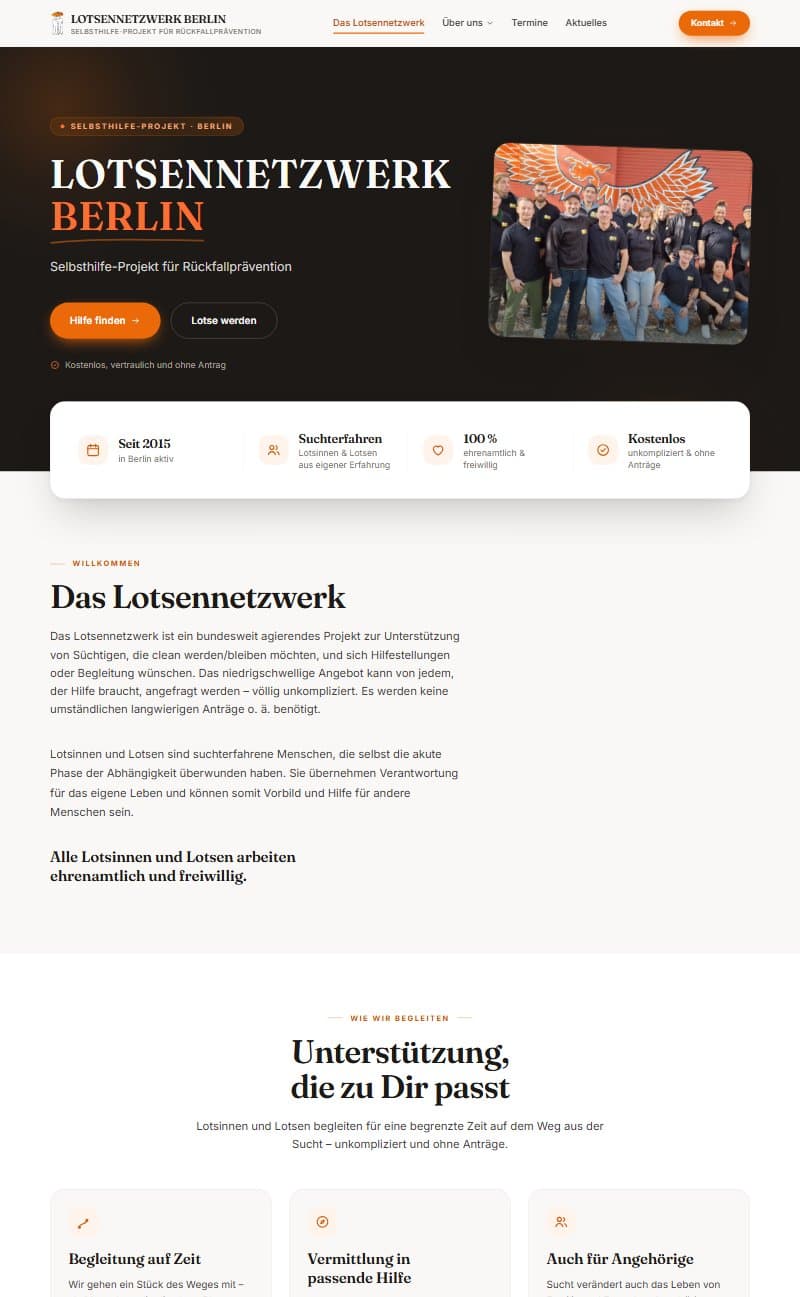 Screenshot of the lotsennetzwerk-berlin.de website